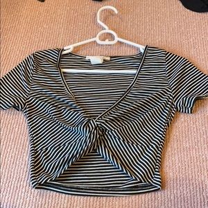 Caution to the Wind Crop Top in black and white